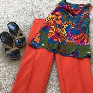 Orange Trina Turk knit ankle pants